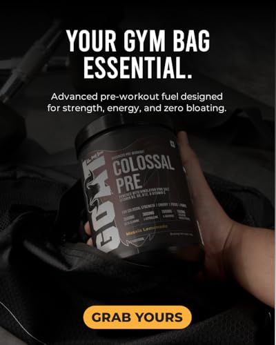 Image of GOAT Fit Colossal Pre | PreWorkout Powder 200mg Caffeine 3.5g Beta-Alanine 3g Citrulline 1.5g Arginine 1g Creatine with Himalayan Pink Salt (180gm - 15 Servings, Masala Lemonade)
