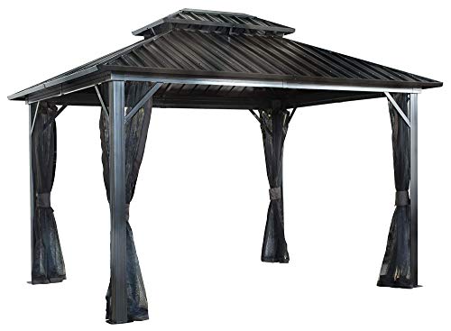 Sojag 12' x 16' Genova Double Roof Hardtop Gazebo 4-Season Outdoor Sun Shelter