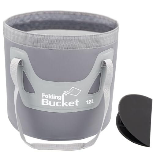 Qualore Cubo plegable de camping, contenedor de agua plegable de 12 L, portátil, plegable, almacenamiento para viajes, fontanería, lavado de autos