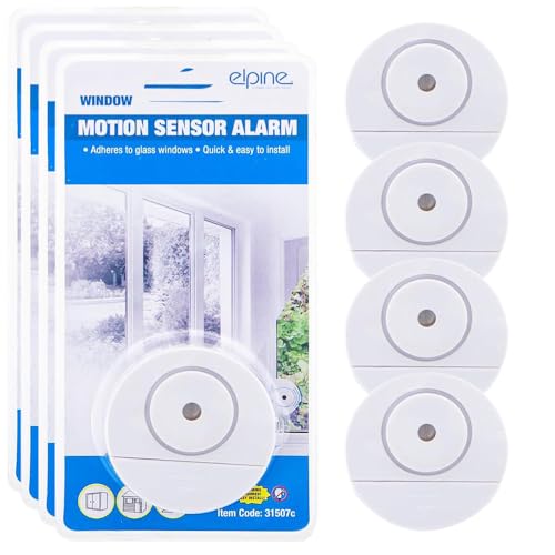 Pack Of 4 Motion Sensor Alarms - Window Motion Sensor Alarms With Loud Sirens | Quick & Easy To Install | Ideal For Home, Office, Shed & Many More | Security, Protection, Long Lasting Detectors