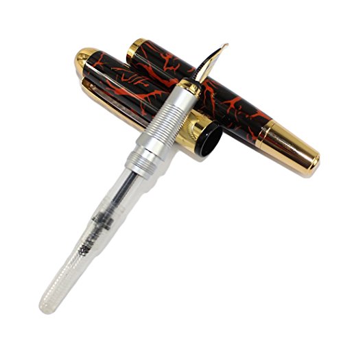 Gullor Beautiful Calligraphy & Art Fountain Pen Jinhao 250 Black With Orange Grain Pen Golden Clip Pen #TOP3