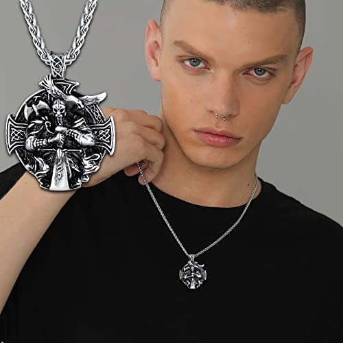 U7 Norse God Odin Pendant Stainless Steel Viking Celtic Cross Odin Medal Necklace For Men #TOP1