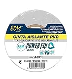 Marca:Edm Edm 47020 Cinta Aislante, Blanca, 25 mm x 25 m