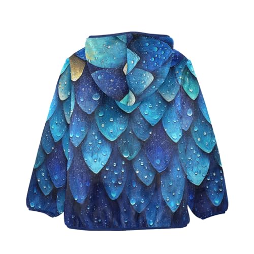 Boys Girls Fleece Jacket Cartoon Blue Fish Scales Print Kids Warm Hooded Outwear Coat2