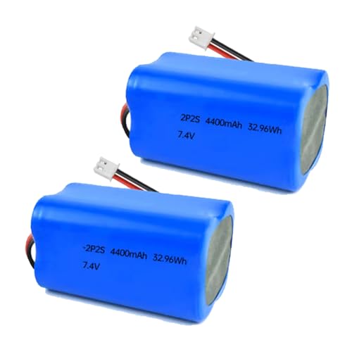 2Pcs 7.4V 4400mAh Li-ion Battery Pack RC Replacement Rechargeable Battery Pack Built-in 4 Cell for Airplane DIY,Fishing lights,Doorbell,Handheld Fan,Radio,Speakers,etc.