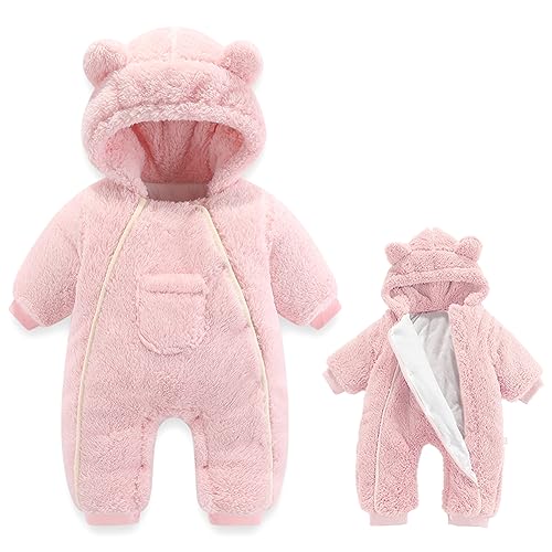 Image of AiWMGL Newborn Baby Bear Onesie Outfit Suit Girls Boys Fleece Jumpsuit Romper Hooded Coat Winter Clothes Outwear Snowsuit