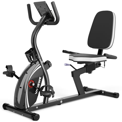VANSWE Recumbent Exercise Bike for Adults Seniors - Recumbent Bikes for Home with Magnetic Resistance, Bluetooth and App Connectivity, Pulse Sensor Si