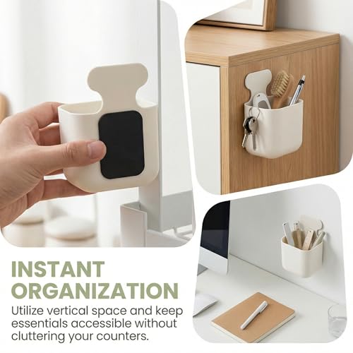 ASOUUNLD 4 Stück Magnetischer Stiftehalter Weiß Stark Magnetbox Markerhalter Magnet Organizer für Whiteboard Kühlschrank Schließfach Büro & Schule für Stifte Marker & Schwamm