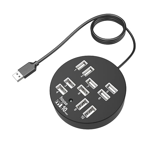 Housoutil Disidente Adaptador USB Extensión USB Multi Concentrador USB Alimentado Divisor USB Red Regleta USB Centro Regleta con Puertos USB Cable De Extensión Extensor USB Metal Black