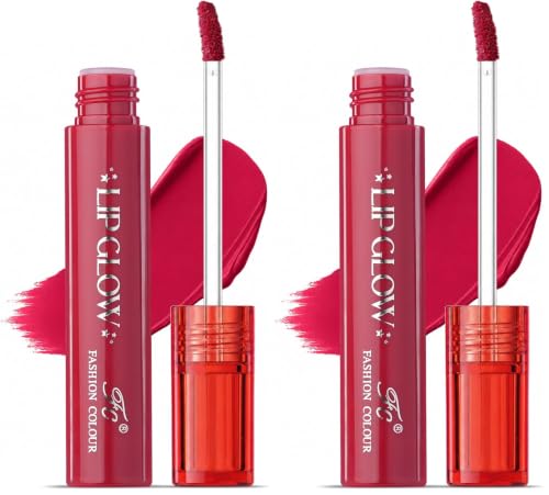 Image of Fashion Colour Pretty Lip Glow Liquid Lipstick Waterproof Matte Finish Non Transfer 16 Hours Wear Liquid Lipstick Nudeshade To Boldshade Perfectly Fit To All Indian Skin Tones (#Spicy Ruby, 3ML)