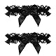 Sorcristy Spitzen-Oberschenkelringe Mit Zarter Satinschleife, Braut Spitzen-Strumpfbänder, 2 Stück Strumpfband Für Hochzeit, Damen Strumpfbänder Für Maskerade, Cosplay, Hochzeit (Schwarz)