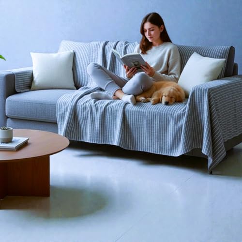 L'EMPORIO CASA Funda para sofá de tela gruesa y robusta de algodón Panamá 160 x 260 – 260 x 280 – 360 x 280 cm Medidas Maxi sábana cubretodo algodón Granfoulard Made Italy (azul, 160 x 280)