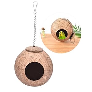 Natuurlijke Kokosnoot Shell Vogel Nest Huis Bed voor Huisdier Papegaai Budgie Parkiet Kakenhout Conure Kanarie Finch…