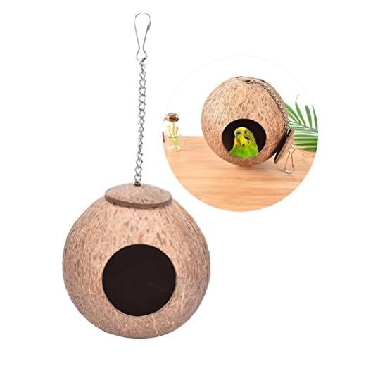 Maison/Lit/Cage en coquille de noix de coco naturelle pour animal domestique tel que perroquet, perruche, canari, pinson, pigeon, hamster, rat, gerbille, souris
