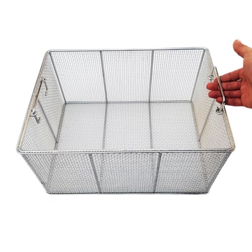 Medical 304 Stainless Steel Instrument Operation Sterilization Mesh Basket, Instrument Tray Sterilization Baskets with Handle,for Hospitals, Laboratories, Industries(30 * 20 * 15cm)