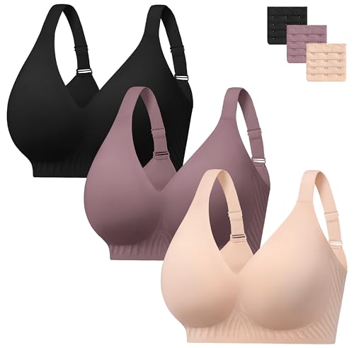 habibee Push Up Bras for Women Plus Size Wireless Full Coverage Bra for Large Breast, Seamless Everyday Bralette 32D-44D