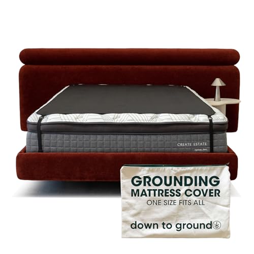 Down To Ground Grounding Mattress Cover Earthing Mat for Bed with Grounding Cord Conductive Carbon-Infused PU Leather Grounding Sheet Alternative for Full Queen King & California King Beds