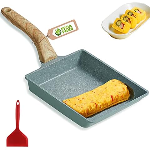 MIHUNTER Tamagoyaki Japanische Omelettpfanne/Omelette Pfanne Tamago Pfanne Mini Bratpfanne/Quadratische Eierpfanne, mit Silikonspatel & Pinsel/Antihaftbeschichtung (PFOA-frei)/20 x 15 cm Cover