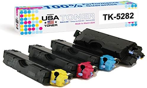 MADE IN USA TONER Compatible Replacement for use in Kyocera® ECOSYS M6235cidn P6635cidn, P6235cdn, TK-5282 TK-5282K TK-5282C TK-5282M TK-5282Y (Black,Cyan,Yellow,Magenta, 4-Pack)