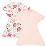 SleepingBaby Zipadee-Zip Transition Swaddle 2-Pack - Starfish Design for Self-Soothing & Better Sleep - Ideal for Rolling Babies - Ballet Pink/Poppy, Medium (6-12 Mo)