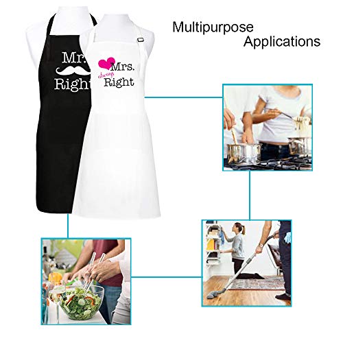 Kwieema Mr Right Mrs Always Right Heart Aprons Wedding Gifts For Couples His And Hers Kitchen Cooking Bibs Engagement Anniversary Presents For Parents Aprons #TOP3