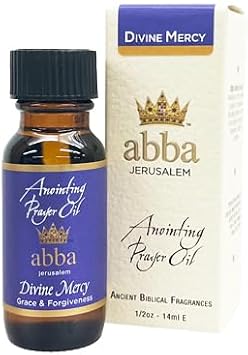 ABBA Oil Divine Mercy 1/2oz Anointing Prayer Oil in Gift Box - ABBA Jerusalem Blend of Sweet Olive Flowers, Orange Citrus & Biblical Herbs and Spices .50oz