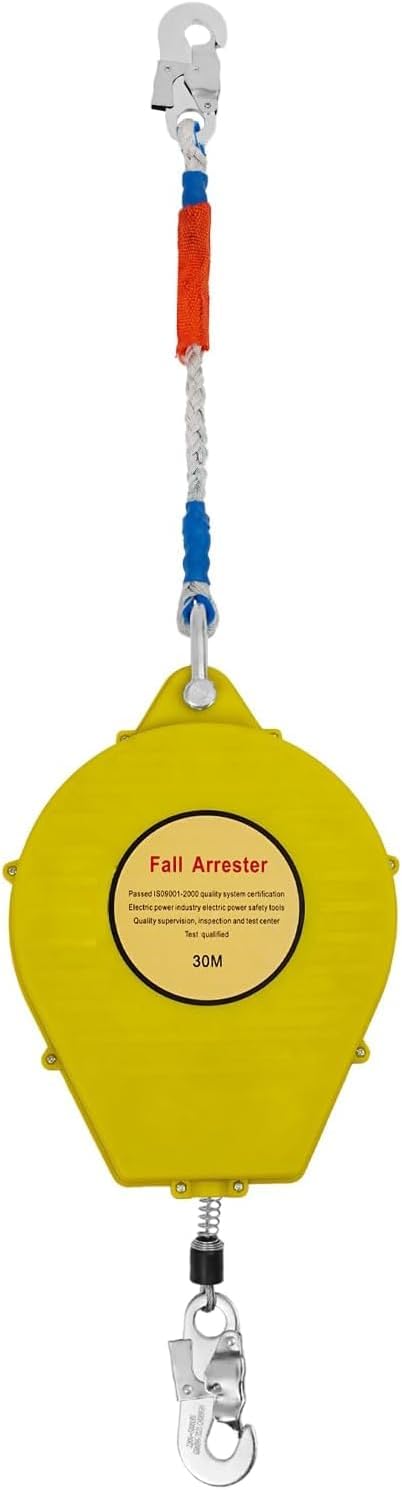 Fall Protection Retractable Lanyard 15FT Construction Self-Retracting Lifeline Fall Arrester Safety Roofing Work Rope