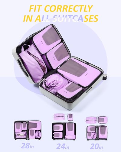 Image of BAGSMART Compression Packing Cubes for Travel, 6 /5 /4set Lightweight Packing Organizers, Summer Travel Essentials Suitcase Organizer Bags Set