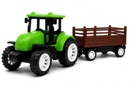 Image of Friction Powered Tractor Trolley Toy for Kids | Farm Tractor Toy with Trailer for Boys & Girls | Push & Go Tractor Vehicle Toy | BIS Certified | NeoKiddo (Light Green)