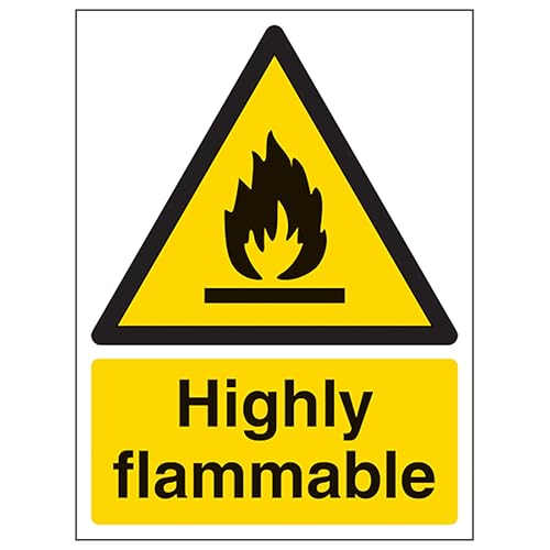 V Safety Highly Flammable - Portrait 200 x 300mm - 2mm Rigid Plastic Safety Sign