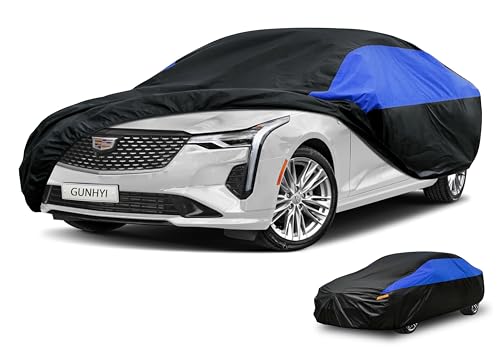 Image of GUNHYI Cadillac Car Cover Custom Fit Cadillac CT4 Waterproof All Weather, Lightweight Full Car Cover Outdoor Sun UV Rain Dust Snow Wind Protection.