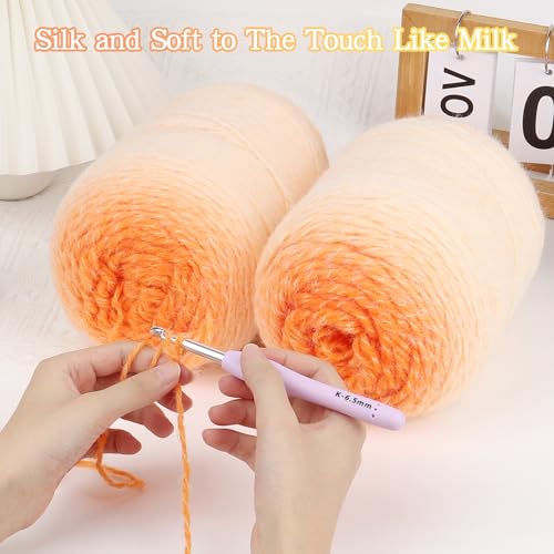 Image of Katech Ombre Yarn for Crocheting-Large Skein of Gradient Yarn Cake-2 Pack of 200g /7.05 oz-80% Acrylic,20% Nylon- #4 Medium-Perfect for Star Blankets, Scarves, Shawls and Garments (H)