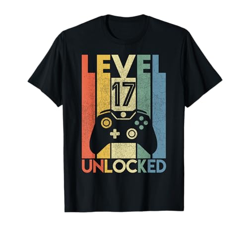 Level 17 Unlocked Shirt Funny Video Gamer 17th Birthday Gift T-Shirt