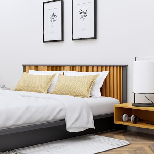 Image of Bniture Modern Low Height King Size Bed Without Storage | Engineered Wood Platform Bed Headboard | Bed King Size Wooden Cot Double Bed for Bedroom 3 Year Warranty (Slate Grey & Giant Wood)