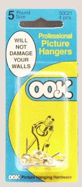 Image of Ook 50021 Professional Steel Picture Hangers With Blue Nails, 5 Lb, 4-piece