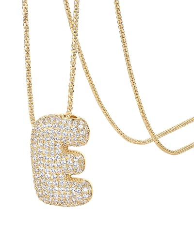 PAVOI CZ Chunky Pendant Necklace for Women, 14K Gold Plated, Yellow Gold, E
