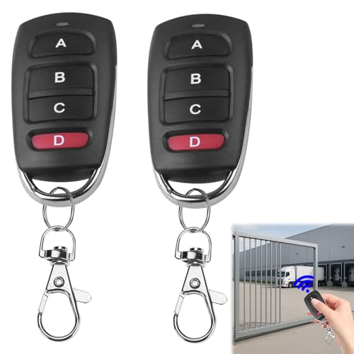 BaZuyunMd Mando Universal para Puerta de Garaje, 433,92 MHz, 4 Botones, Pack de 2, Compatible con Coche y Puerta de Garaje, Rojo y Negro