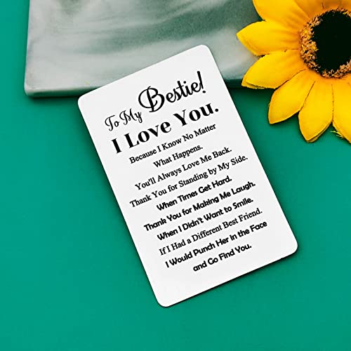Baipilu To My Bestie Engraved Wallet Card Inspirational Present for Sister Best Friends Funny Gift for Sister Friendship Gifts for Women Thanksgiving Valentine's Day Anniversary Birthday Present2