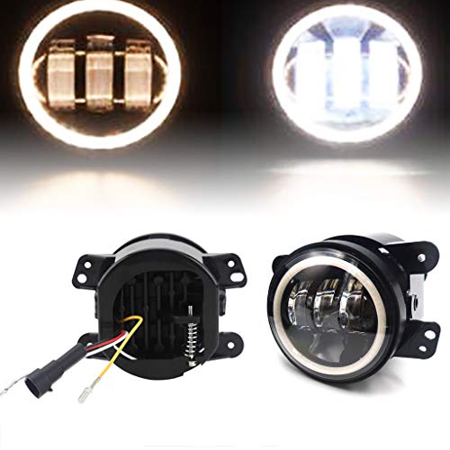 Dicn 4 Inch Fog Lights Led Halo Ring Angel Eyes 60W Driving Off Road Lamps For Wrangler Jk Lj Tj #TOP29
