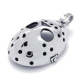 jonline24h Stainless Steel Halloween Jason Mask Men Women Necklace Pendant Punk Rock Silver Black 24inch Box Chain (24 Inches)