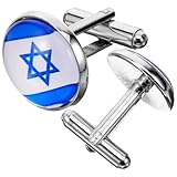 Ciieeo Gemelos de Traje con Diseño de Bandera Israel Aleación de Zinc Duradera Accesorios Clásicos para Camisa de Hombre Botones de Puño Elegantes y Resistentes para Eventos Formales