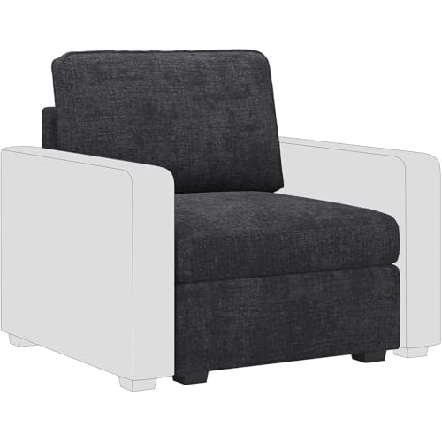 Belffin Middle Seat with Storage for Modular Sectional Sofa Accent Armless Chair Chenille Convertible Sectional Couch Dark Grey Middle Seat Module Dar