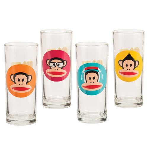 Vandor 46002 Paul Frank 4 pc 10 oz Glass Set, Multicolor
