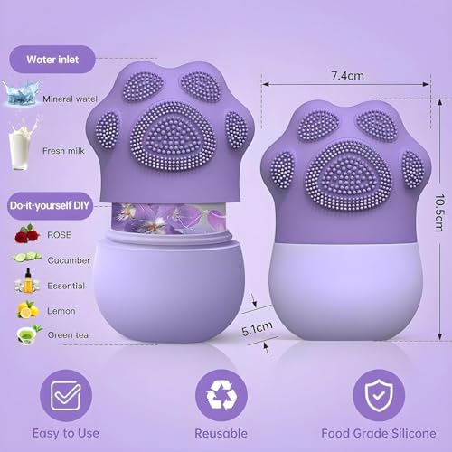 Image of MARKWELL Ice Roller for Face with Scrubber | Ice Roller for Face | Face Ice Roller for Men & Women | Ice Cube Roller for Glowing Skin & Puffy Eyes | Reusable & Unbreakable (Purple)