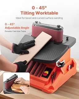 VEVOR Oscillating Belt and Spindle Sander, 2400RPM Benchtop Spindle Sander with 5/8" Stroke, 5 Sleeves (1/2" - 2") & 24" x 3.86" Sanding Belt for Woodworking, Furniture Finishing, DIY Projects