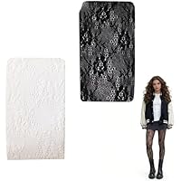 Medias mujer encaje floral blanco y negro mallas huecas estilo