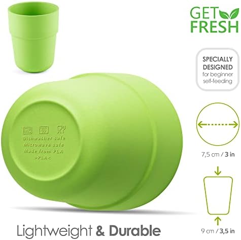 GET FRESH PLA Kids Cups Set  4-Pack Melamine-Free Dinner Cups for Kids and Toddlers  Microwave Safe Stackable BPA-Free PLA Childrens Dinnerware Cups  Reusable Kids Tumblers for Daily Use