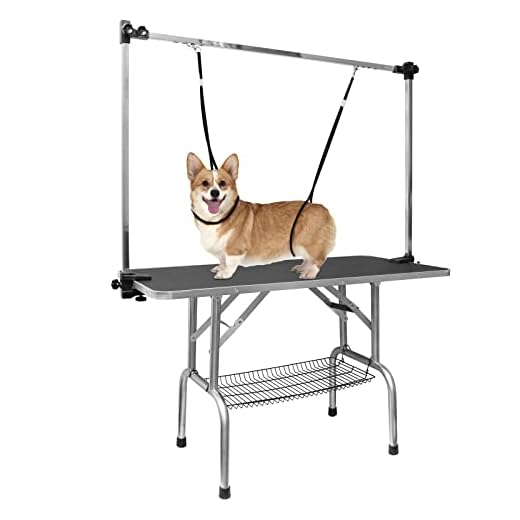 LOVMOR 36 Inch Dog Grooming Table,Adjustable Home Pet Grooming Tables with Arm/Noose/Mesh Tray
