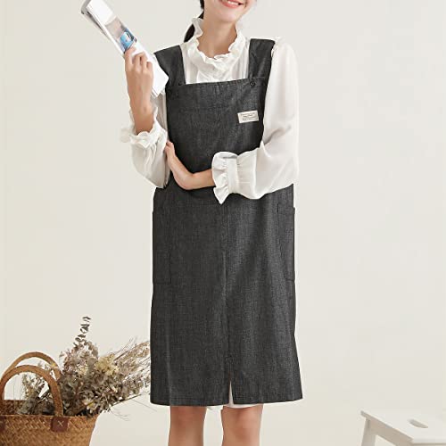 Bbybbs Soft Denim Cotton Apron Halter Cross Straps Magic Big Size Aprons With Pocket Kitchen Cooking Clothes Gift For Women Chef Housewarming #TOP1
