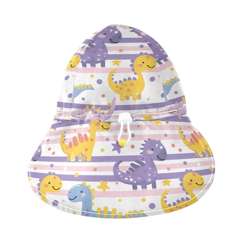 Cartoon Cute Dinosaurs Light Purple Stripes Toddlers Sunhat Boy Summer Hat Toddler Girl Sun Protection Large Brim Traveling Camping3